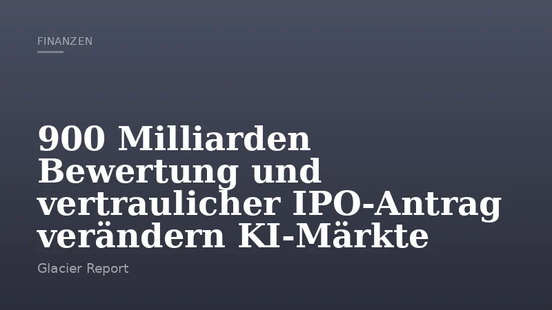 900 Milliarden Bewertung und vertraulicher IPO‑Antrag verändern KI‑Märkte