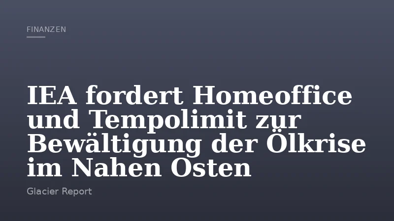 IEA fordert Homeoffice und Tempolimit zur Bewältigung der Ölkrise im Nahen Osten
