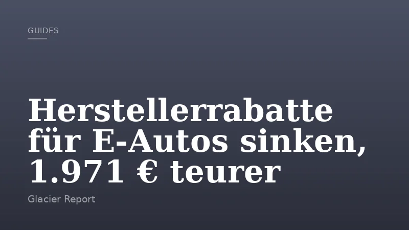 Herstellerrabatte für E‑Autos sinken, 1.971 € teurer