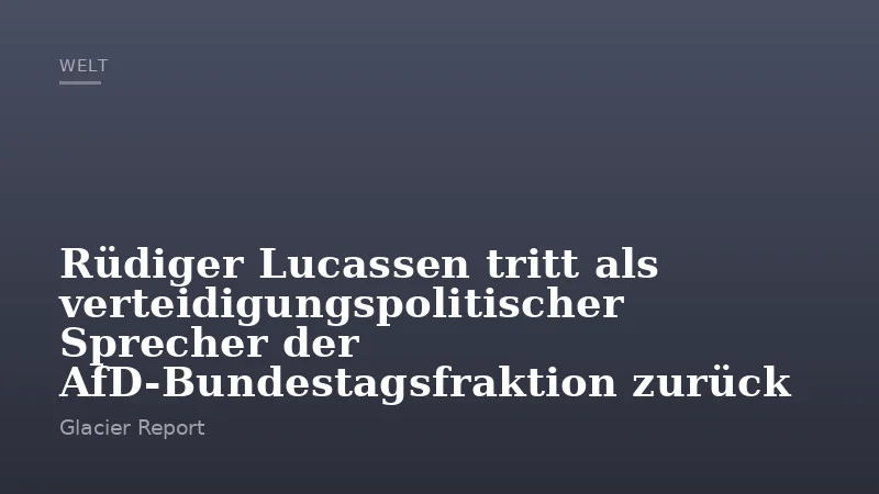 Rüdiger Lucassen tritt als verteidigungspolitischer Sprecher der AfD-Bundestagsfraktion zurück