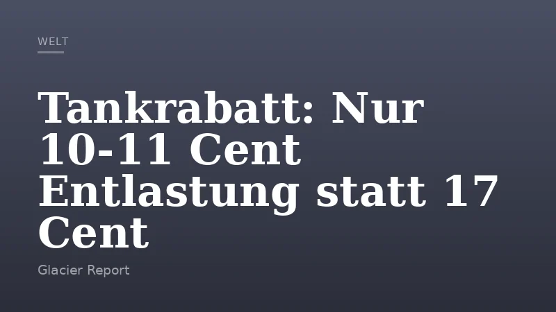 Tankrabatt: Nur 10-11 Cent Entlastung statt 17 Cent