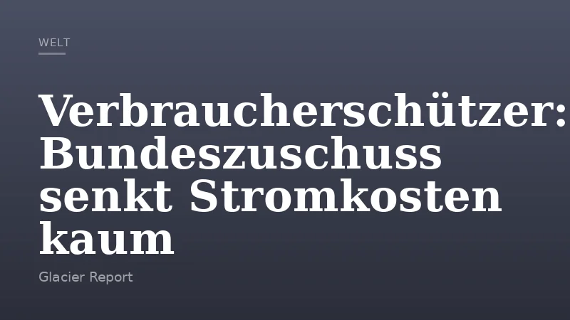 Verbraucherschützer: Bundeszuschuss senkt Stromkosten kaum